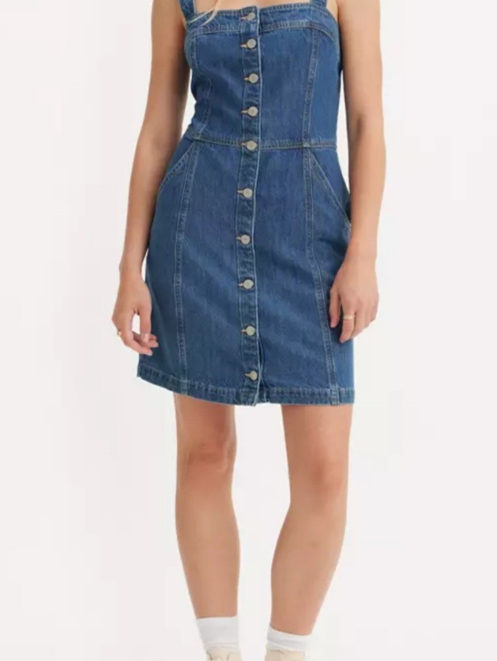 Levi's Blue Button-Front Denim Mini Dress